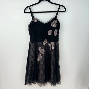 LUX Mesh Lacey Avant Garde Funky  Sequin Mini Dress